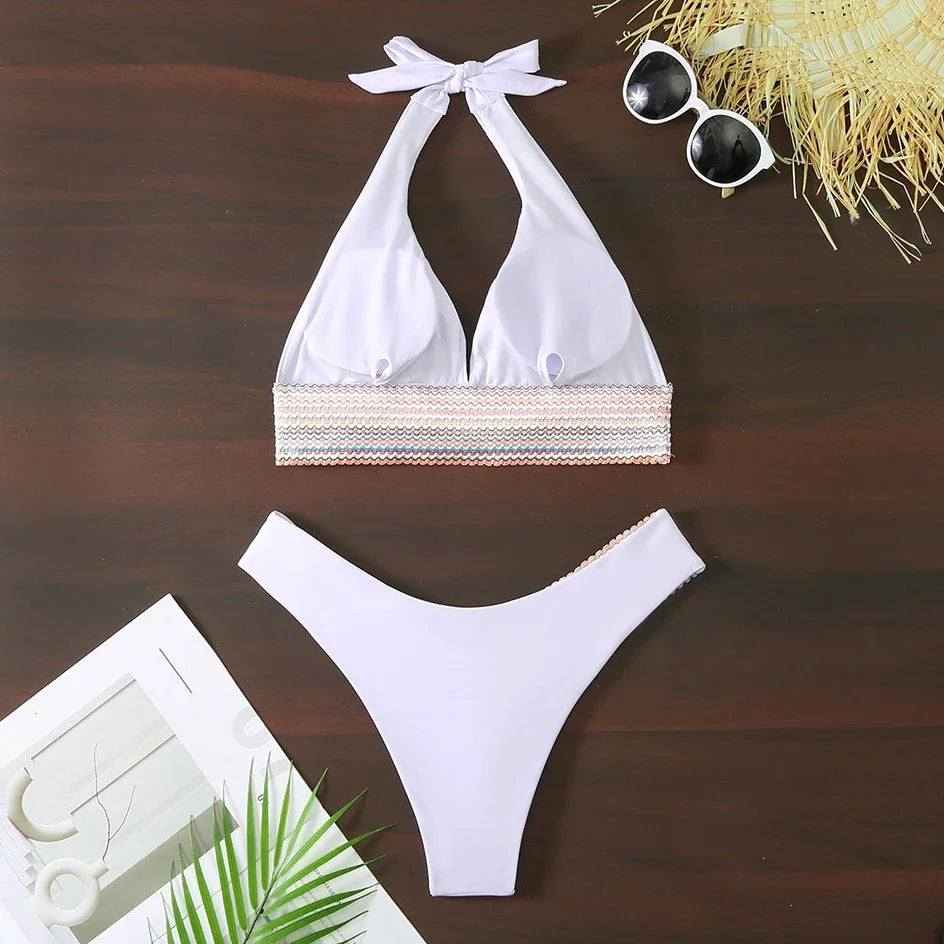Sexy Bikini 2026 Women Swimsuit Female Swimwear Halter Thong biquini High Waist Bikinis Sets Brazilian Swimming for Bathing Suit