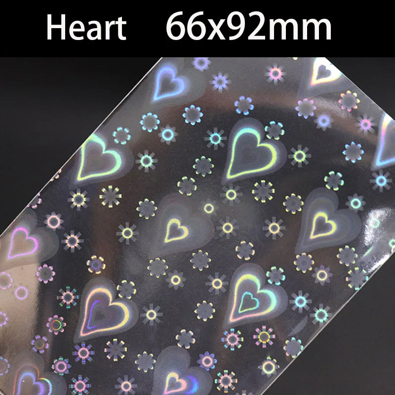 50PCS Laser Heart fireworks butterfly Flashing Holographic Transparent Clear Card Film Sleeves Super Idol Photo Protector Cover