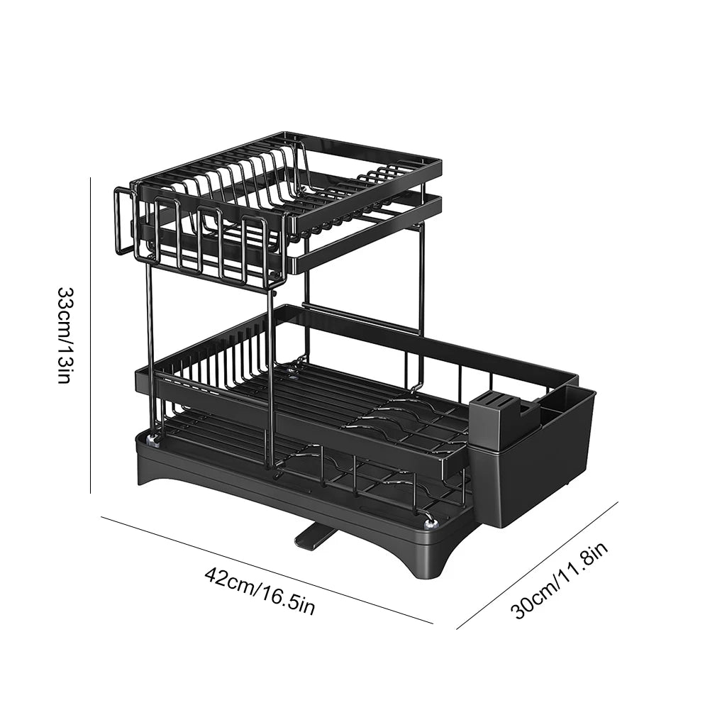 Kitchen Drain Shelf 3-Tier Multi-Functional Kitchen Storage Rack Kitchen Sink Organizer Large Over The Sink Dish Rack with Cover