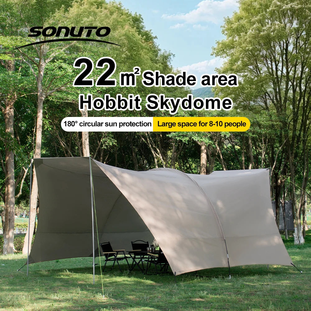 Silver Coated Sun Protection Camping Tent Large Family Size Windproof Rainproof Outdoor Canopy Tent with UV Block for Beach Pic