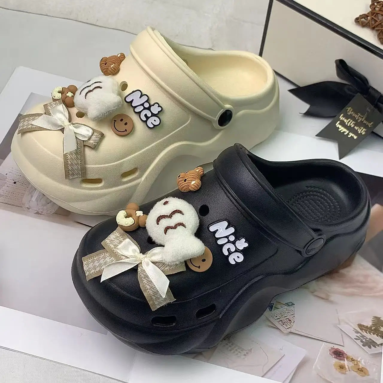New Style Women's Clogs, Fashionable Cloud-Heel Thick-Soled Sandals for Summer, Made of Lightweight Eva Material, Comfortable Catfish-Patterned Set of Thick-Soled Sandals