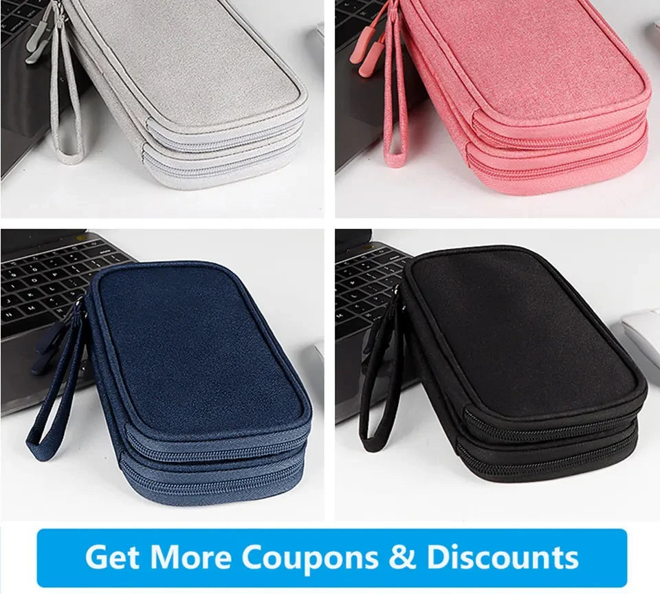 Travel Portable Digital Product Storage Bag Waterproof Double Layer Case for USB Data Cable Organizer Portable Tech Gadget Pouch