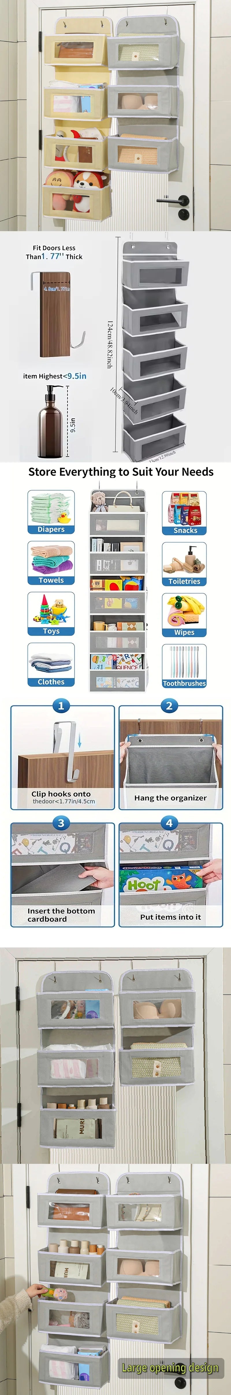Over-The-Door Hanging Organizer - Extra Large Multi-Layer Storage Bag for Toys Dorm Room Essentials & Closet Organization System