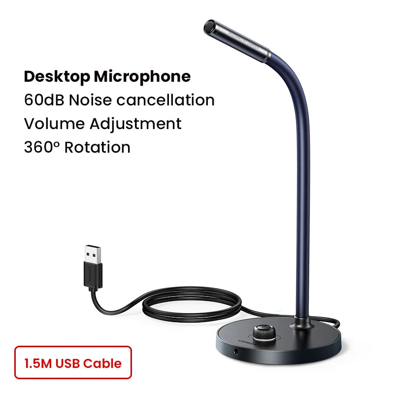 UGREEN USB Computer Microphone 360 Omnidirectional for Streaming,Gaming, YouTube,Podcasting Desktop Microphone with Mute Button