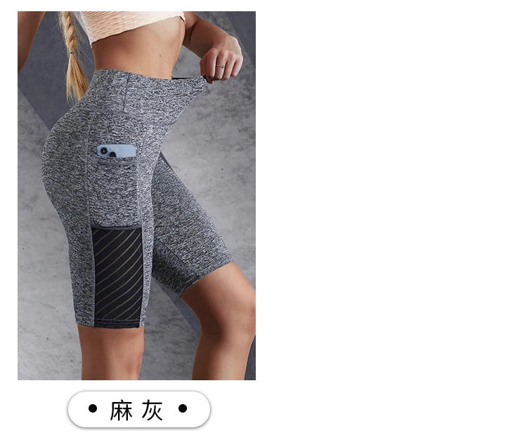 Women's Gym Running Shorts Yoga Shorts Women High Waist Push Up Legging with Pocket Yoga Fitness Workout Leggings Sport Shorts
