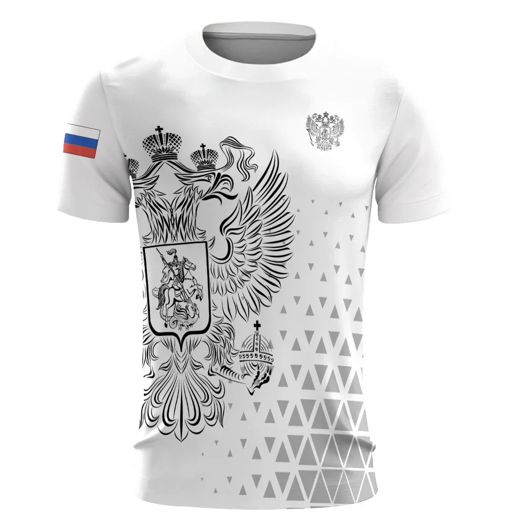 Russia Men's T-Shirts 3d Russian Flag Short Sleeve T-Shirt For Men Oversized Tees Mens Clothing Summer Casual Breath Sportswear