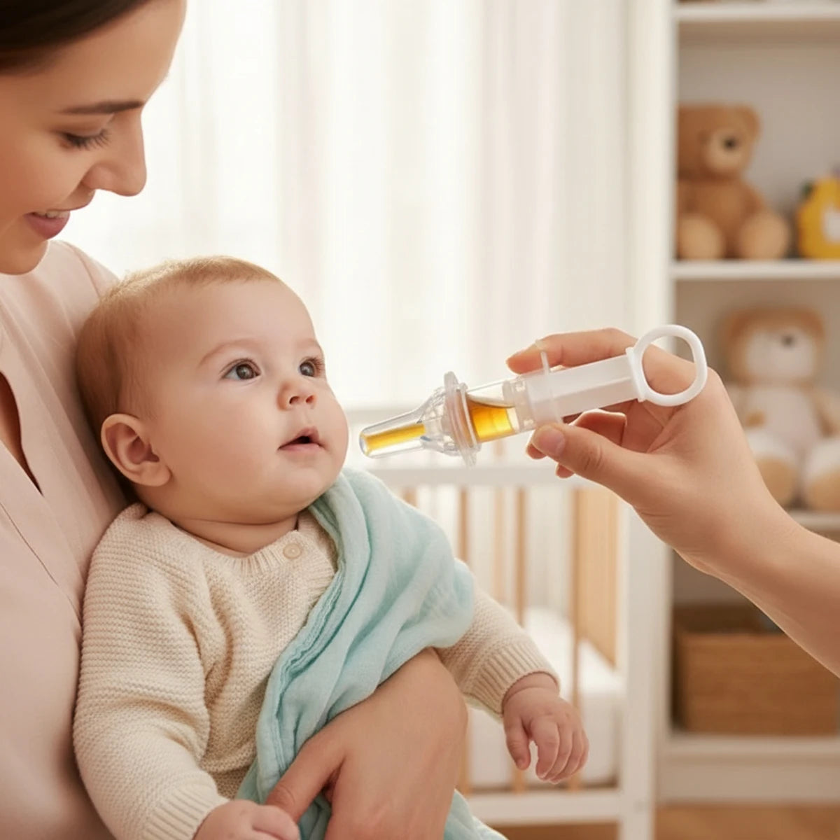 Baby Medicine Dispenser Dropper with Pacifier Tip, Soft Silicone Needle Feeder for Infant Liquid Medicine and Vitamins