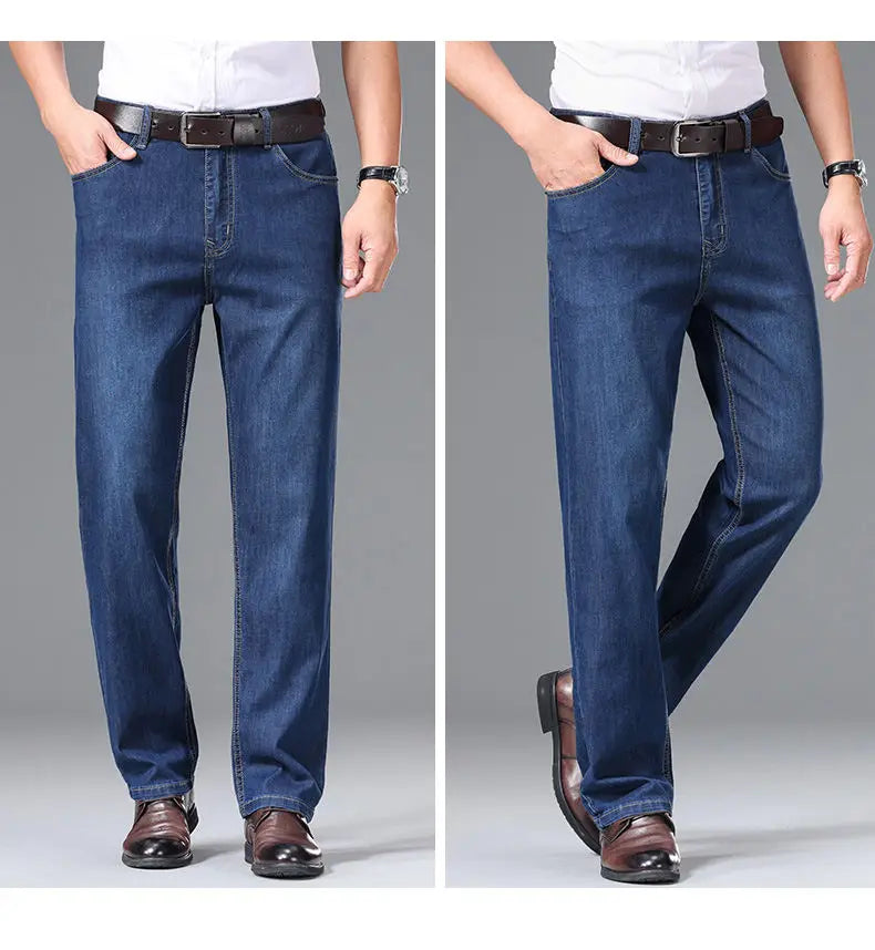 Men's Fashionable Jeans All-Season Cotton Blend Straight-Leg Pants Trendy Minimalist Versatile Casual Style Denim Wear Size29-42