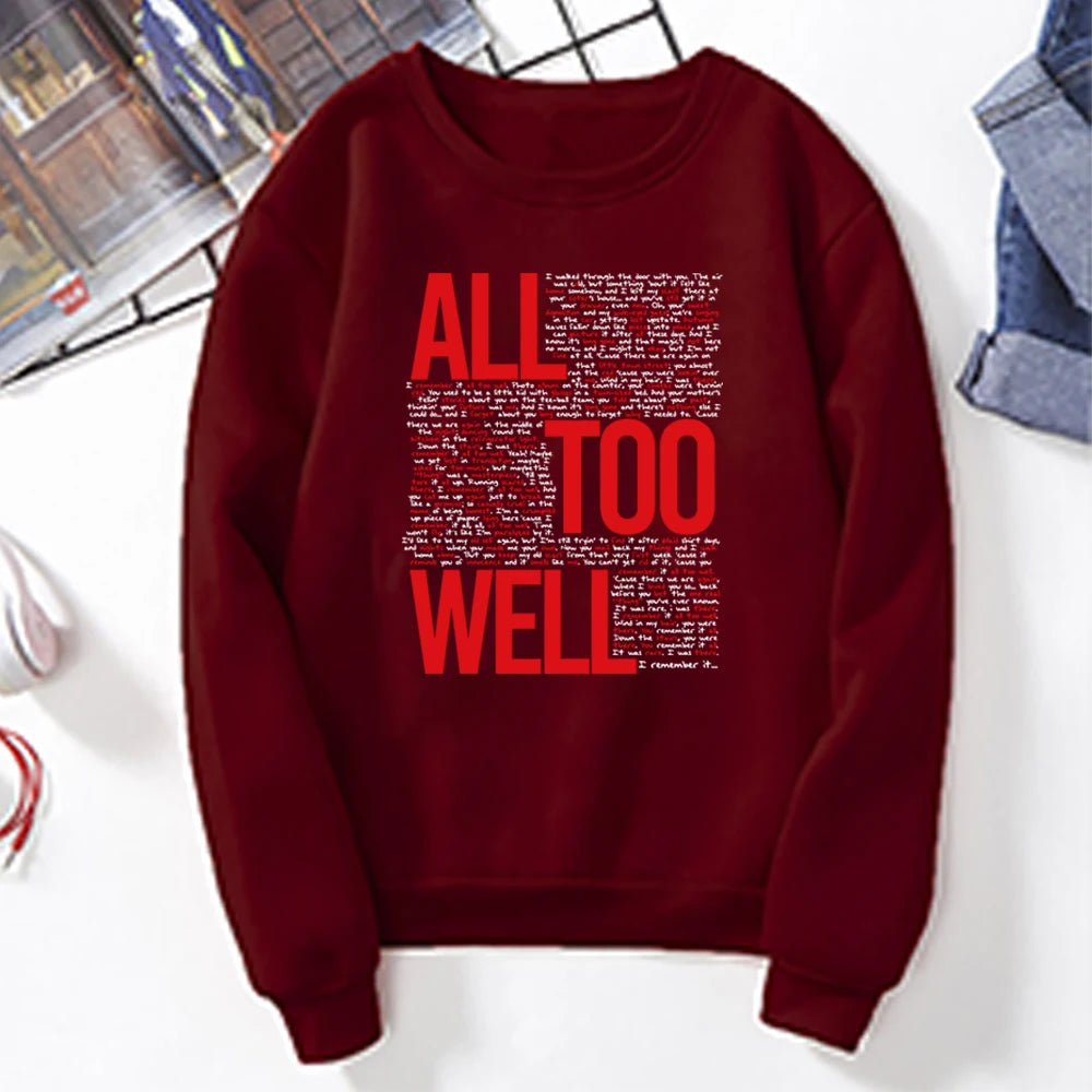 Vintage All Too Well Sweatshirt Eras Tour Mindnight Hoodie Lover Inspired Karma Sweater Music Crewneck Sweatshirts Gift for Fans