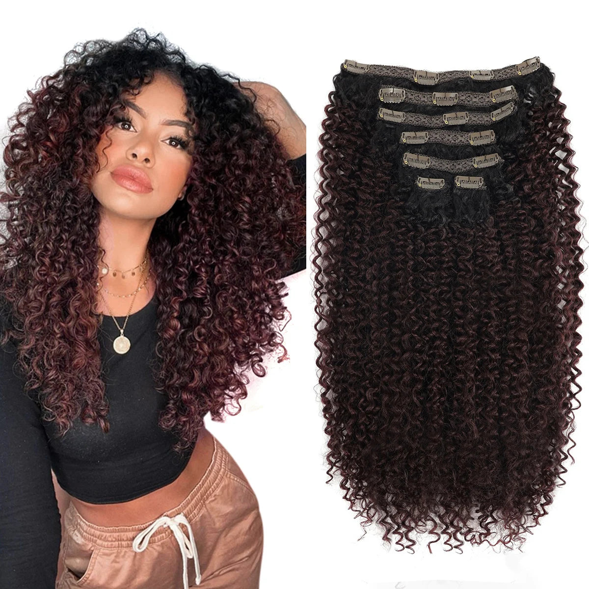 Synthetic Kinky Curly Blonde Hair Extensions Clip Ins for Women Brazilian Remy Hair Extensions 7Pcs with 24 Clips Natural Blonde