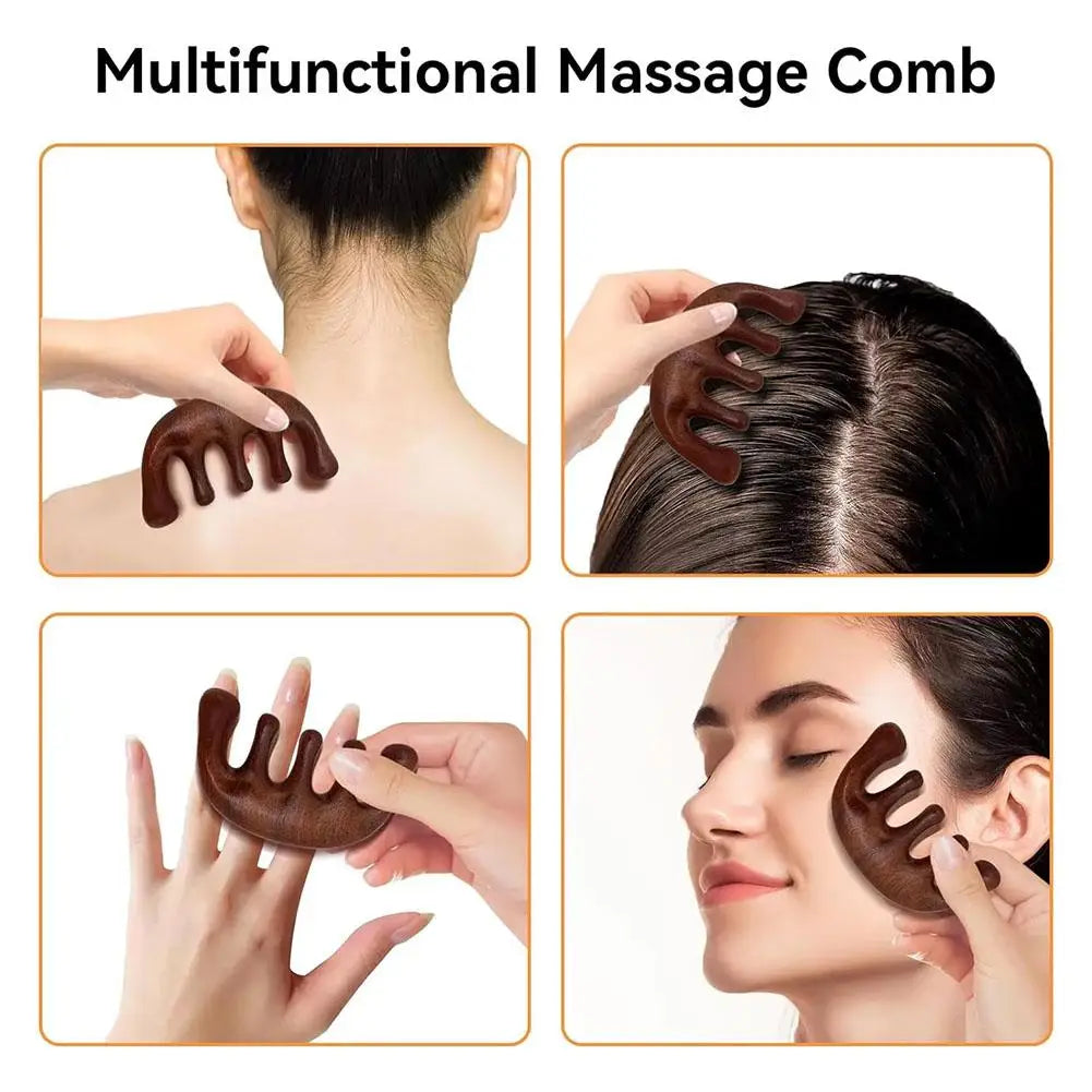 Gua Sha Massage Comb, Head and Face Scalp, Natural Facial Massager, Wide Tooth, Guasha Scraping, Body Massage