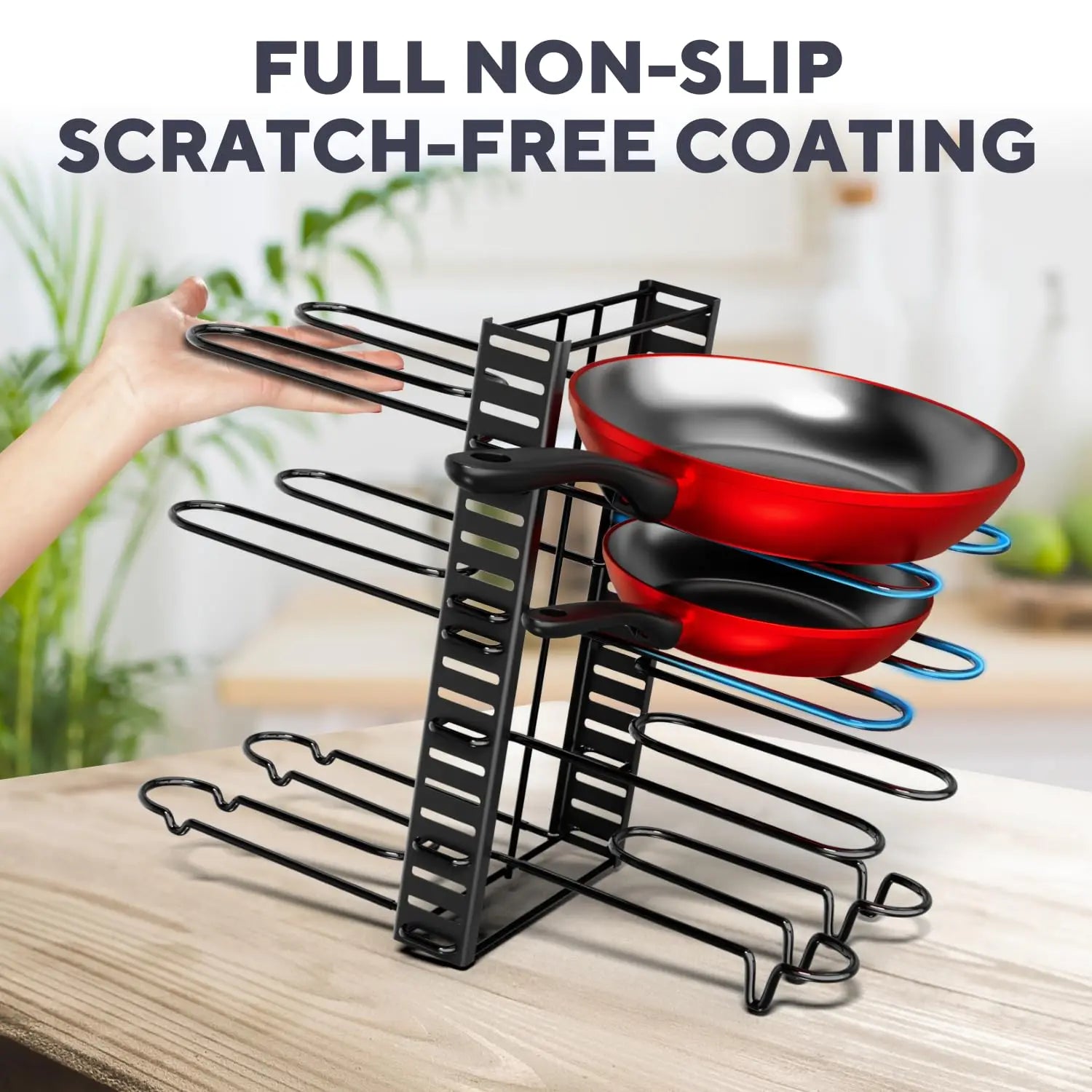 Pot Rack Organizer, 8 Tier Pots and Pans Organizer for Kitchen Organization & Storage, Adjustable Pot Lid Holders & Pan Rack