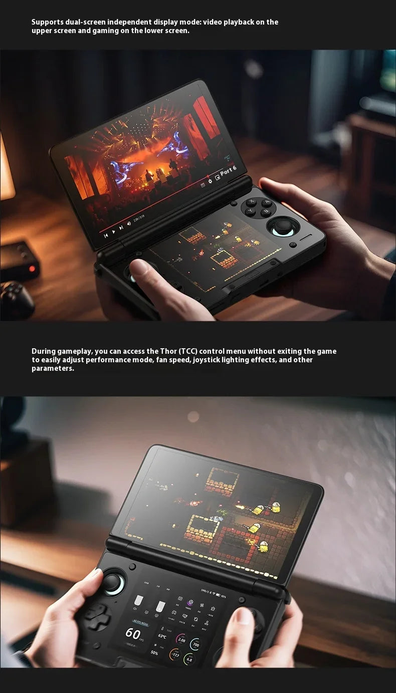 AYN Thor Dual Screen Flip Handheld Game Console 6" OLED 120 HZ 1080*1920 Screen SD 8Gen 2nd Version 16GB+1t Handheld Game Player