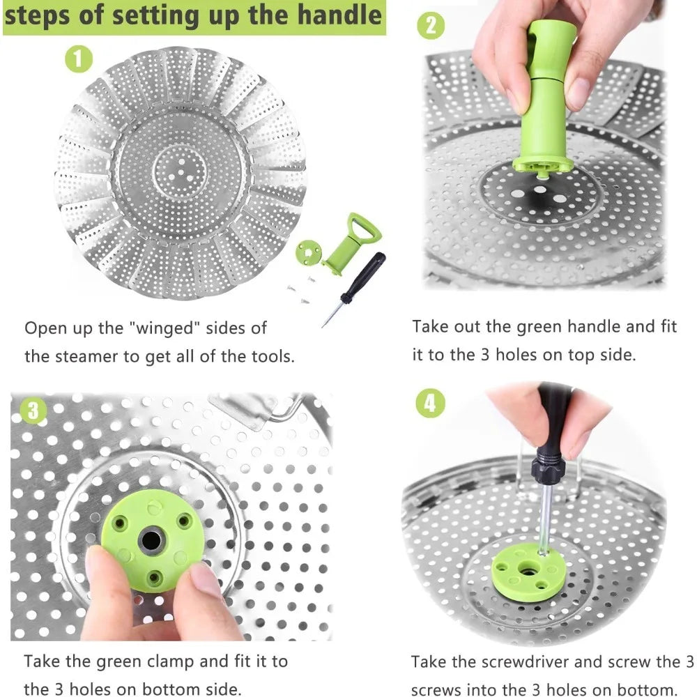 Food Steamer Basket Stainless Steel Expandable Folding Mesh Vegetable Cooker Steamer Pannen Kitchen Tool Dish Steam