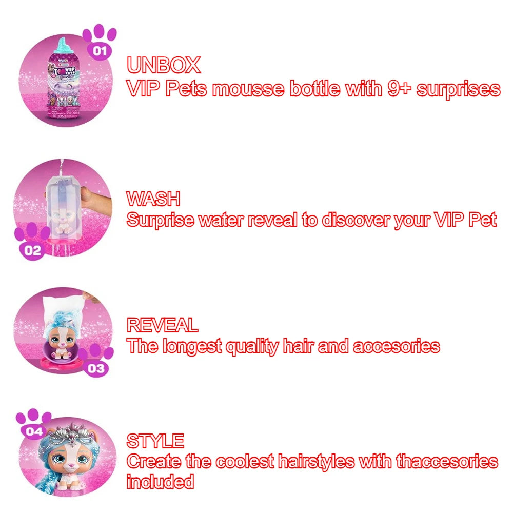 I Love Vip Pets Surprise2 Hair Reveal Reborn Doll Surprise Tress Long Hair Styling for Dolls with Hair for Hairstyles Toys Doll