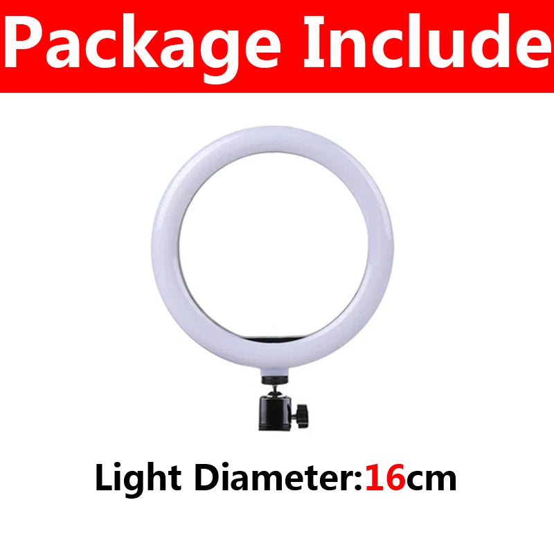 16/26/33cm LED Photography RingLight 3 Modes Dimmable Selfie Ring Light with Phone Stand For Tiktok Video Live Makeup Fill Lamp