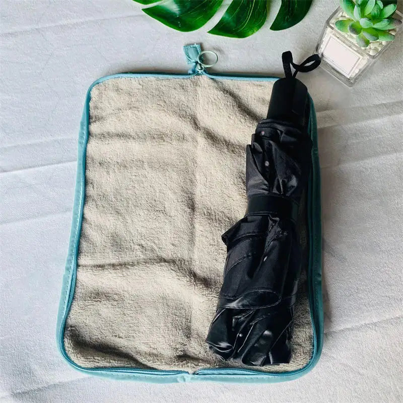 Waterproof Wet Umbrella Bag Foldable Absorbent Pouch for Travel Car Home Camping Rainy Day Dry Storage Organizer