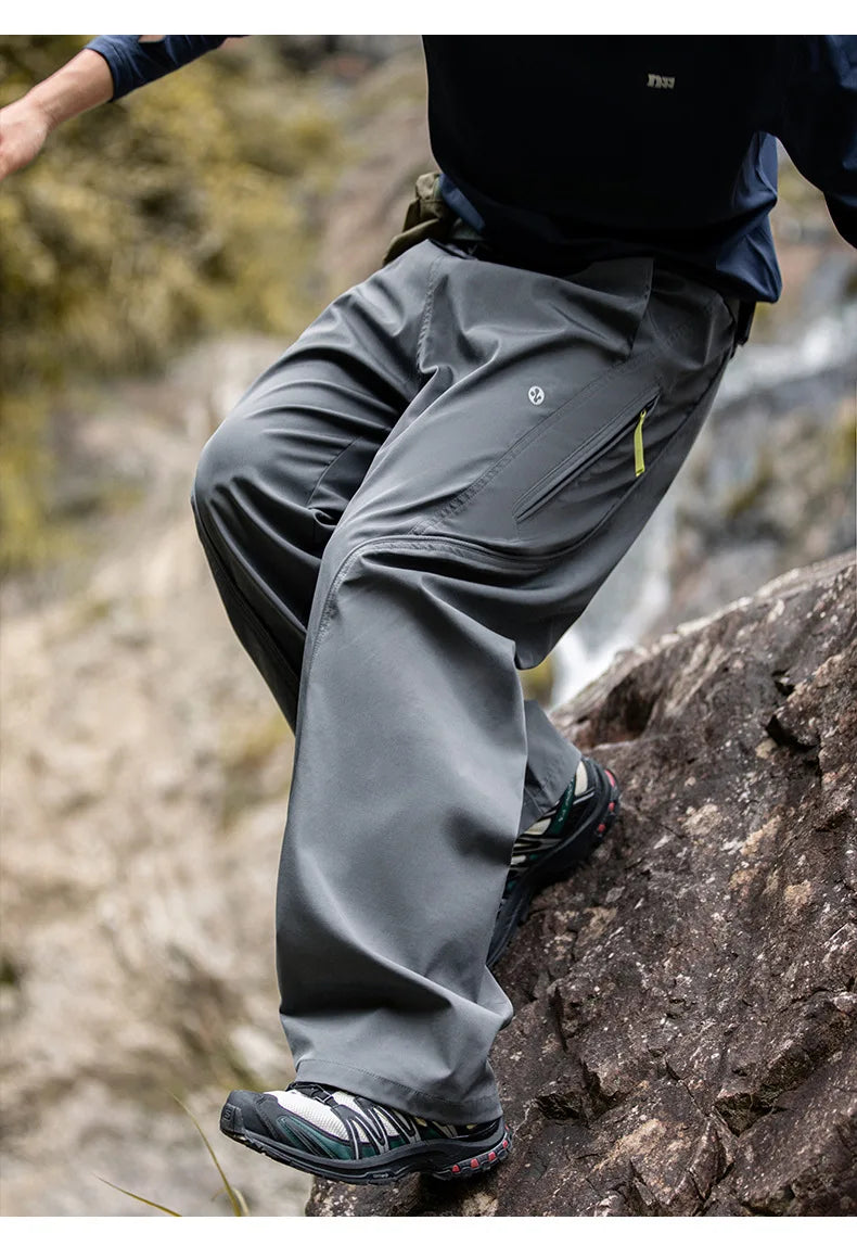 Streetwear Cargo Pants - Waterproof Windproof Fabric with Drawstring Elastic Waist｜Fall 2025 Loose Fit