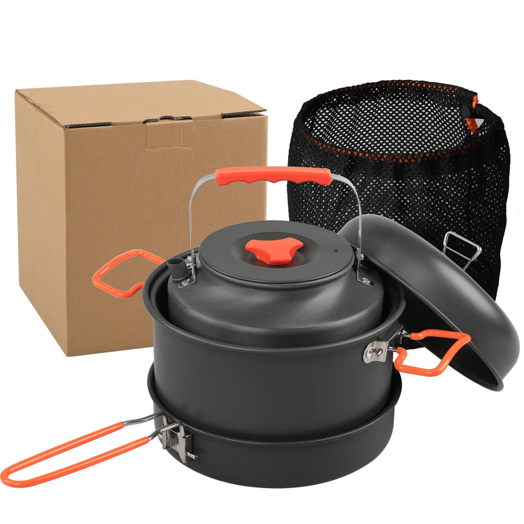 Outdoor Cookware Set Camping Cooking Pot Kettle Steamer Fry Pan Cooking Set