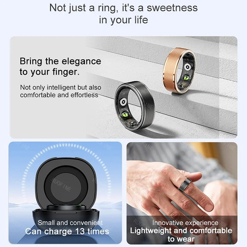 R03 Smartring Couple Rings Man Woman Gift Health Monitor Qring APP Sleep Tracker Fitness Waterproof 5ATM For Android Ios Phone