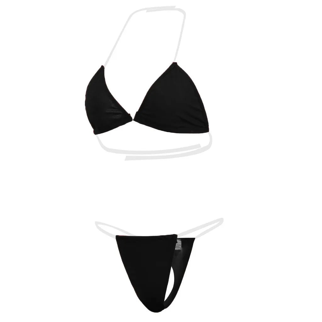 Cheap Ladies Bikini Set New Fashion Women'S Swimsuit Sexy Simple Transparent Strap Biquini Set Casual Thin Slim Beachwear