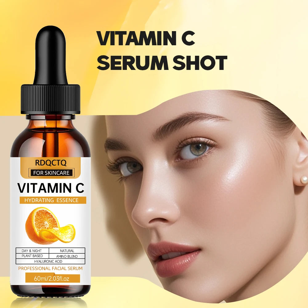 Vitamin C Facial Serum - Hydrating Face Essence with Hyaluronic Acid & Amino Acid Complex - Plant Extract Formula for Day Night
