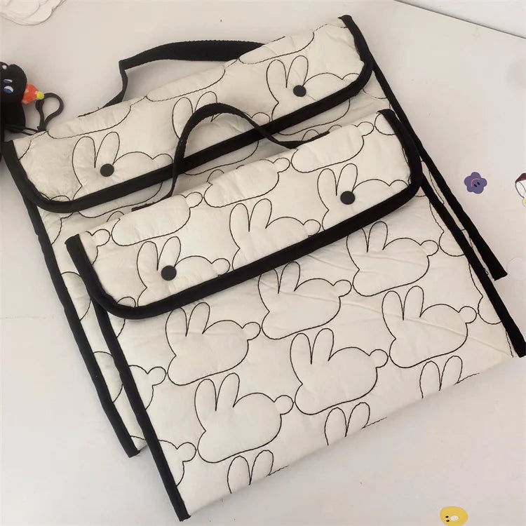 Korean INS Embroidered Rabbit Pattern Handheld Tablet Bag For Ipad 9.7-11 macbook Air13.3 13.6 pro14 Samsung Laptop Storage Bag