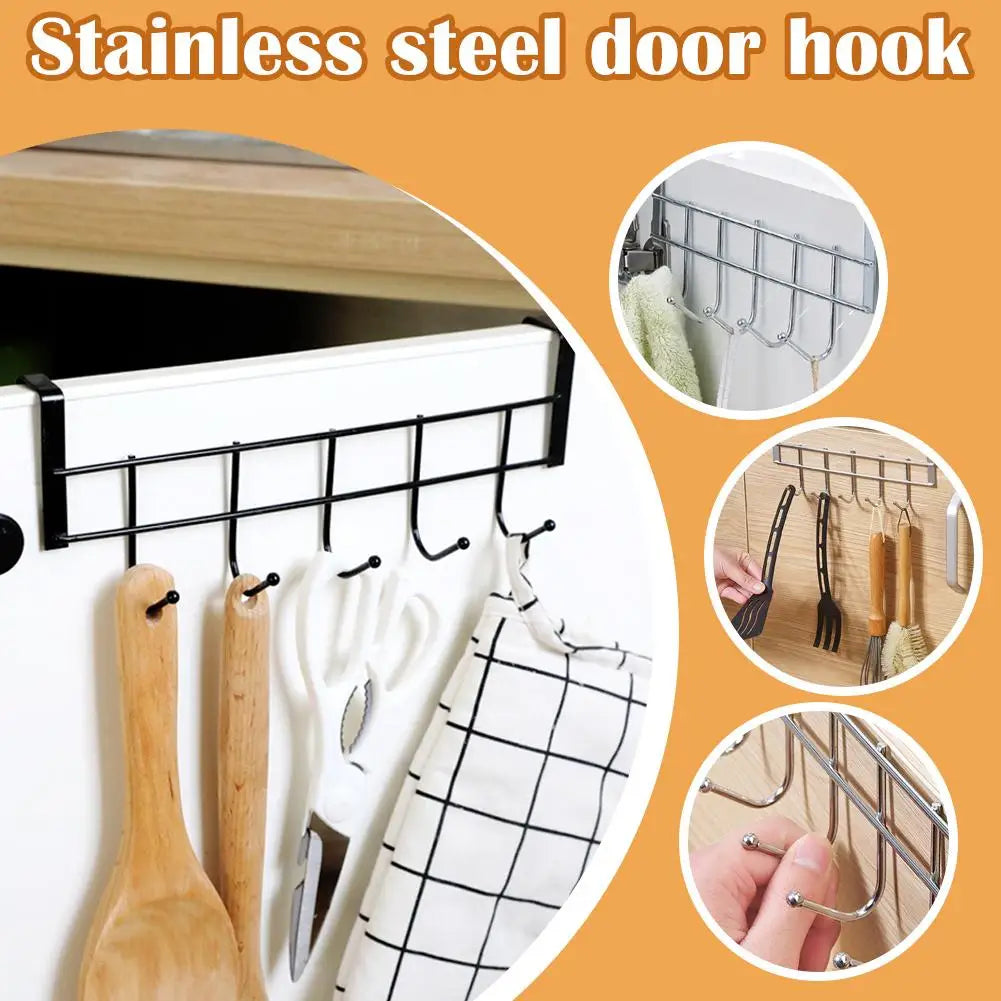 Hooks Over The Door 5 Hooks Home Bathroom Organizer Rack Clothes Coat Hat Towel Bags Keys Hanger Bathroom Kitchen Accessories