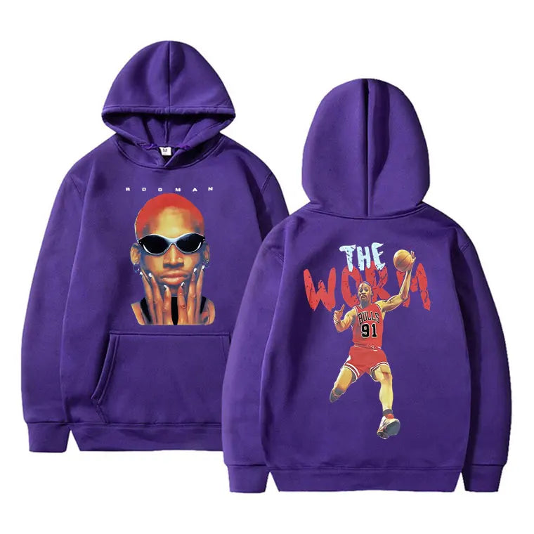 Vintage The Worm Dennis Rodman Graphics Hoodie Men Women Hip Hop Fashion Oversize Sweatshirt Harajuku Boys Basketball Streetwear