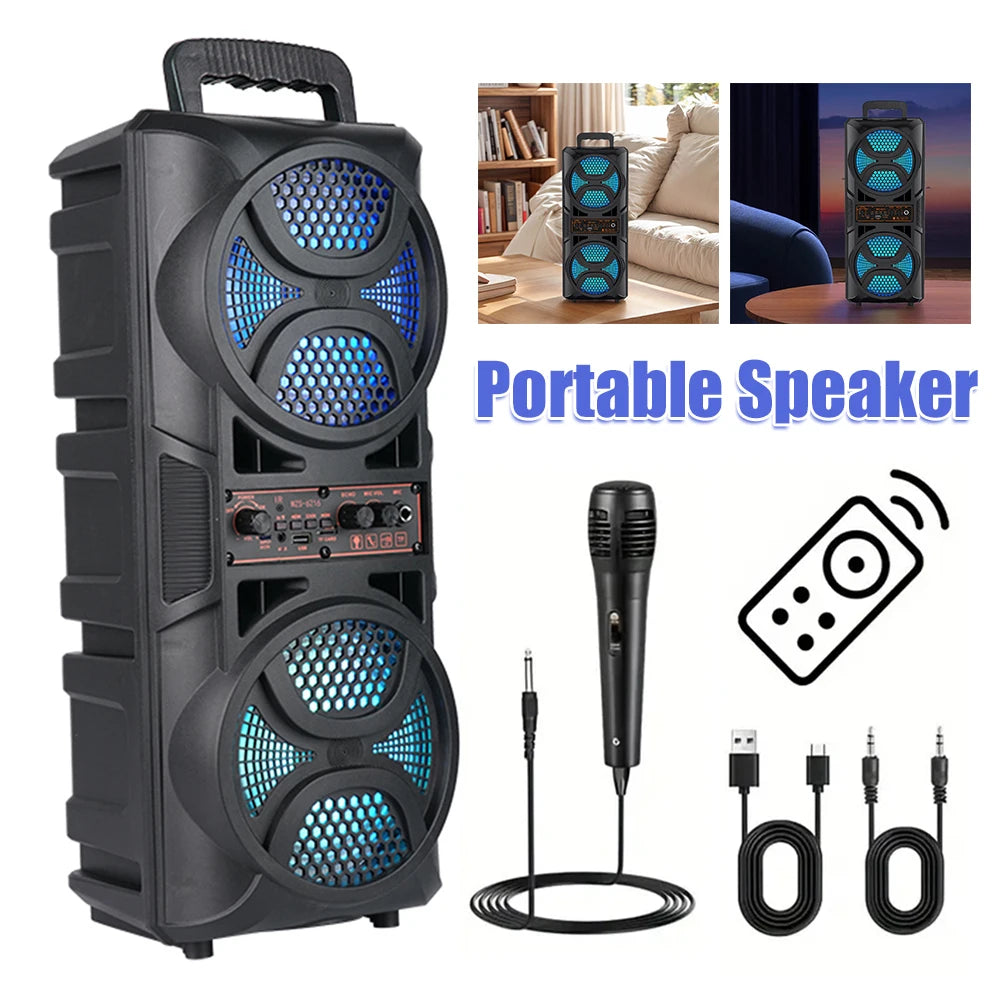 BT Speaker Portable Speaker Support USB/TF/AUX/FM/BT/MIC Wireless Stereo Speaker Outdoor Speaker Long Playtime for Outdoor Party