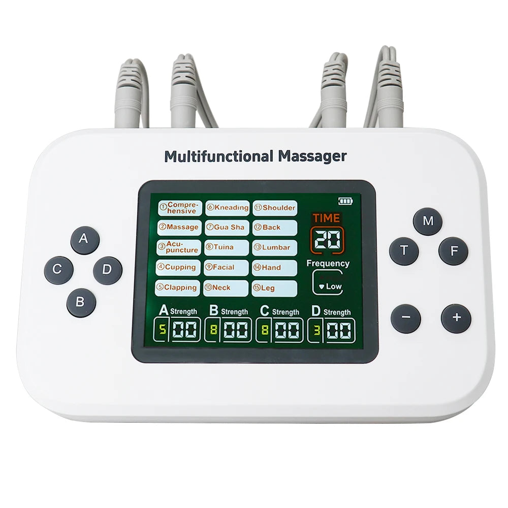 Electric Pulse Tens Massager 4 Outputs EMS Muscle Stimulator Acupuncture Body Massage Digital Therapy Slimming Electrostimulator