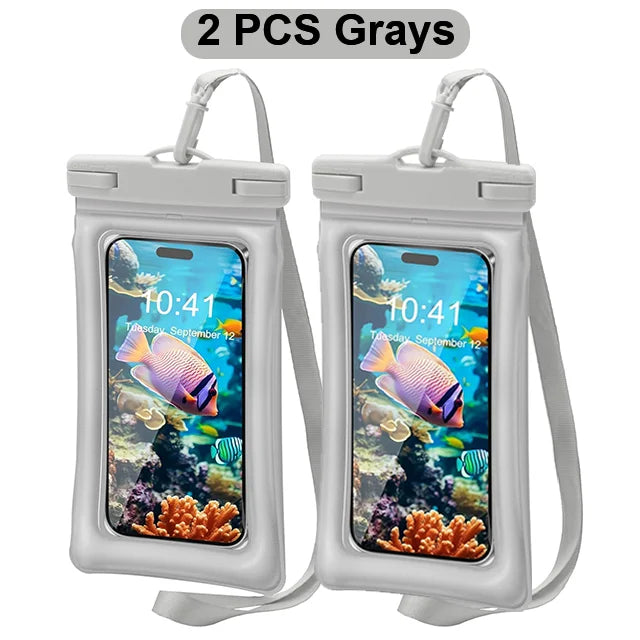 2PCS Waterproof Phone Pouch IPX8 Floating Dry Bag 1PCS Waterproof Phone Case for Beach compatible with under 7.2 inches phones