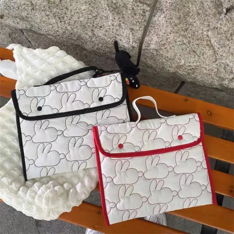 Korean INS Embroidered Rabbit Pattern Handheld Tablet Bag For Ipad 9.7-11 macbook Air13.3 13.6 pro14 Samsung Laptop Storage Bag