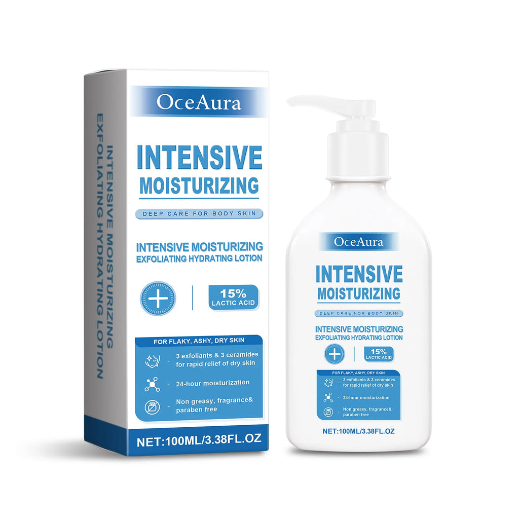 OceAura Intensive Healing Body Lotion for Dry Skin - Exfoliating Hydrating Moisturizer Deep Nourishing Non-Greasy Skin Care