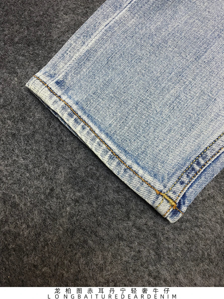 Summer Thin 11oz Red Selvedge Denim Jeans for Men 94% Cotton Micro Stretch Slim Fit Straight Light Pants 24ss Y2k Youth Male 5KM