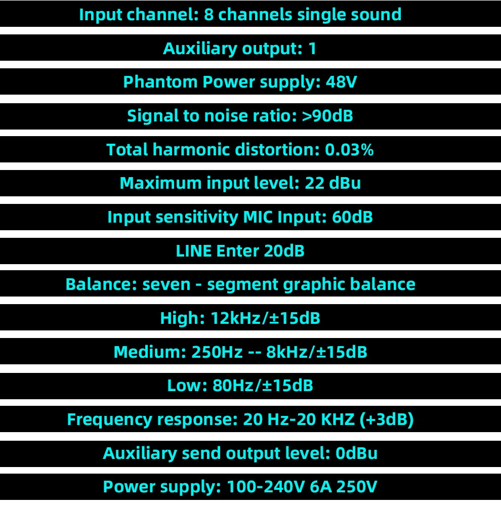TKLBLS L8 Professional Audio Mixer Bluetooth 99 DSP Effects DJ 8 Channel Mixing Console USB 48V church