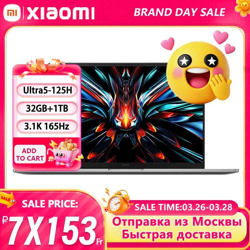 【Russia Warehouse】Xiaomi Redmi Book Pro 16 2024 Ultra5 125H/Ultra7 155H 3.1K 165Hz Screen JYU4592CN/JYU4593CN