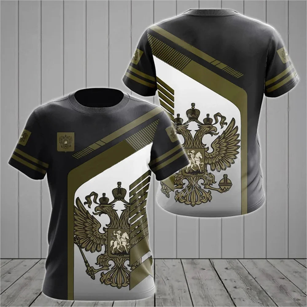 Russia Men's T-shirts Casual Fashion Summer New Russian Flag Short Sleeved Tops Tees Men's Clothing Oversized T-shirt Streetwear