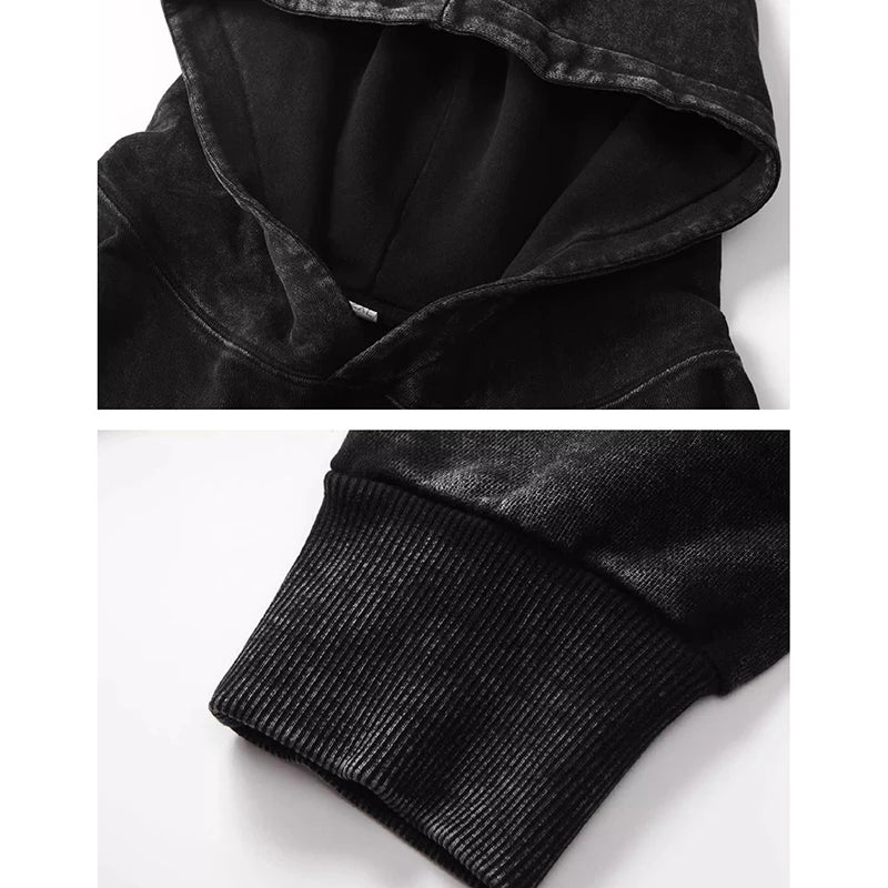 Couple Hoodies Washed Vintage Long Sleeve Autumn Winter Sweatshirts Loose Oversized Streetwear Pullovers Cotton Tops