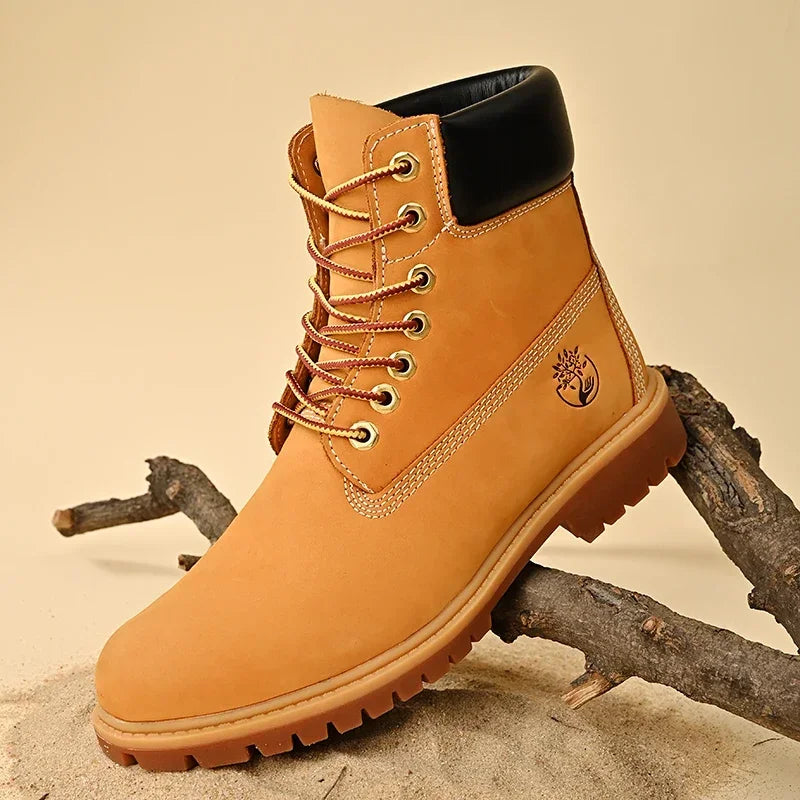 Boots Men High Top Boots High Quality Women Leather Shoes Fashion Outdoor Sneakers Men Lace Up Non-Slip Ankle Boots for Couple