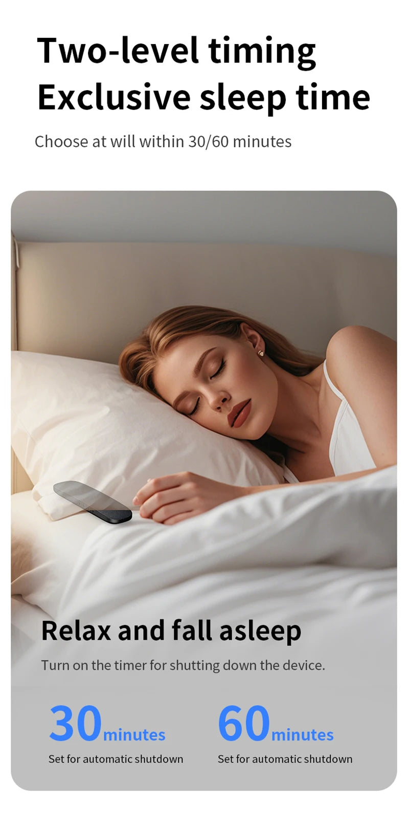 Bluetooth 5.4 Under Pillow Speaker Bone Conduction Speaker Noise Reduction Stereo Music Player With TF Card Slot Timed Shutdown