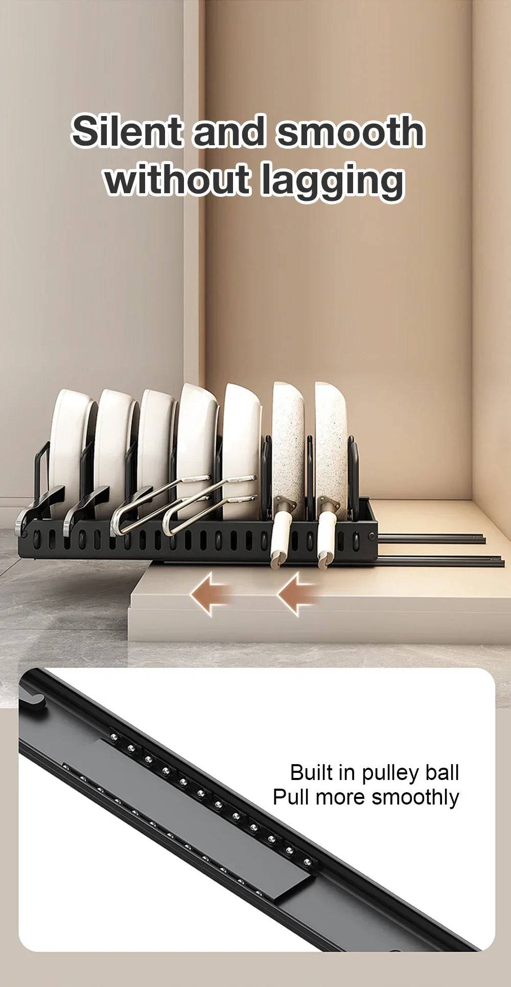 Kitchen Multifunctional Organizer - Pull-Out for Pots/Pans, Sliding Lid Holder, Spice Rack & Dish Drying Racks Drawer Organizer