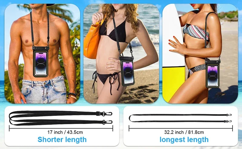 HAISSKY Waterproof Phone Bag for iPhone 16/15/14/13/12 pro Max/XR Universal Crossbody Swim Storage Pouch Case