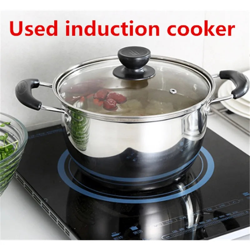 Stainless Steel pot Double Bottom Soup Pot Nonmagnetic Cooking Multi purpose Cookware Non stick Pan induction cooker used pot