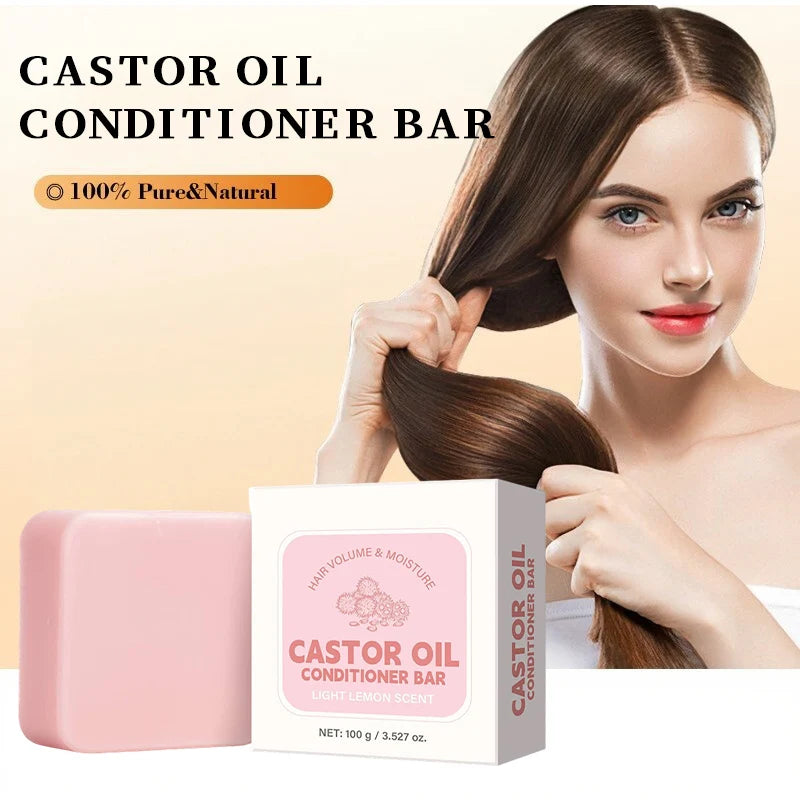 Castor Oil Conditioner Soap Bar,Moisturizing Nourishing Solid Shampoo,Strengthen Hair Roots Care,For Dry Frizzy Damaged Hair