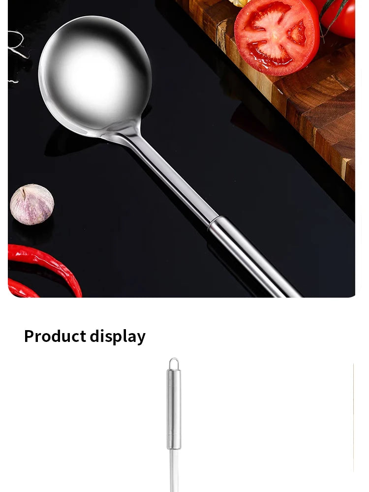 Stainless Steel Kitchen Cooking Spoon Household Pot Spoon Soup Making Hotel Supplies Outdoor Barbecue Kitchen Tools