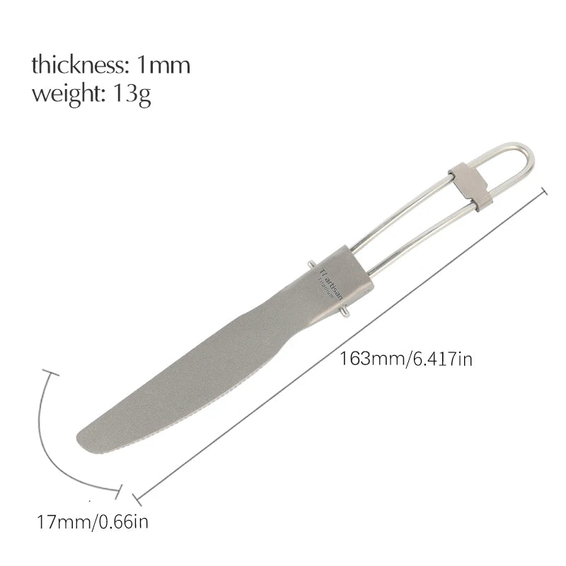 Tiartisan Titanium Foldable Cutlery Portable Outdoor Camping Tableware Hiking Folding Fork Spoon Knife