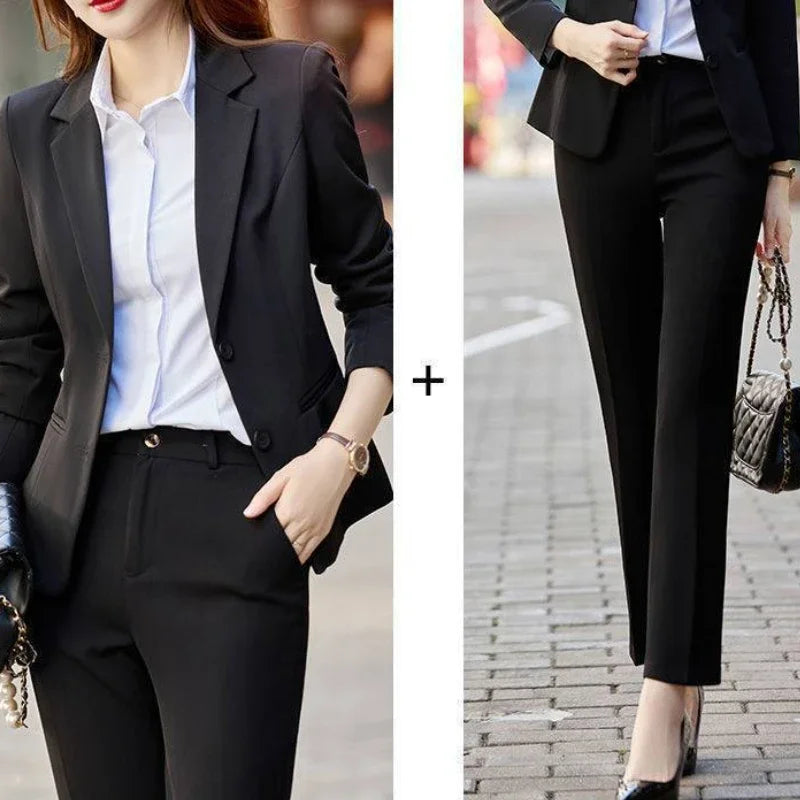 Two Pieces Sets Pants for Woman Shirt Outfits Blouse and Trousers Suits Office Women's 2 Pant Set Wear To Work Black Blazer Xxl