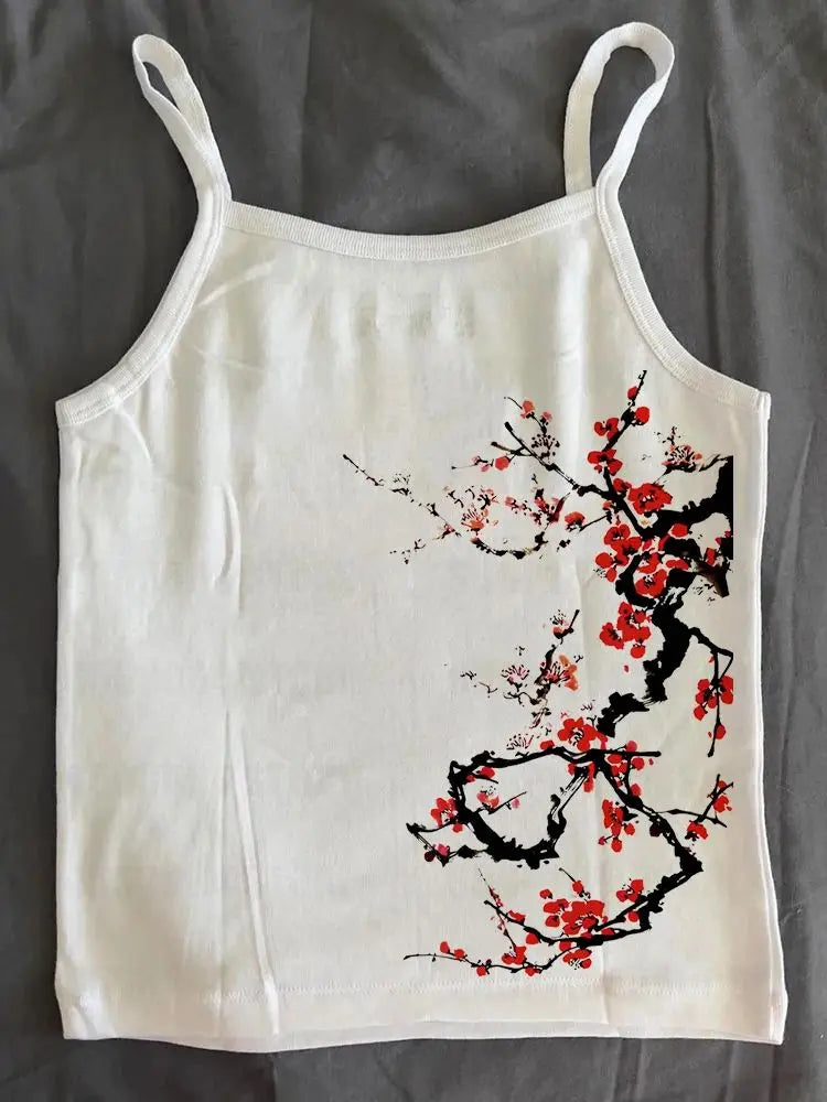 Y2K streetwear Vintage Crop Top Punk Women Flower Print sexy Baby Tee Fashion 2000s Top Y2k Style personality Emo Girls ﻿