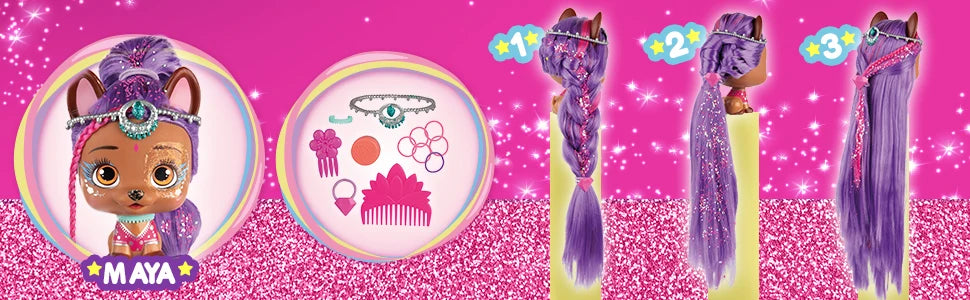I Love Vip Pets Surprise2 Hair Reveal Reborn Doll Surprise Tress Long Hair Styling for Dolls with Hair for Hairstyles Toys Doll